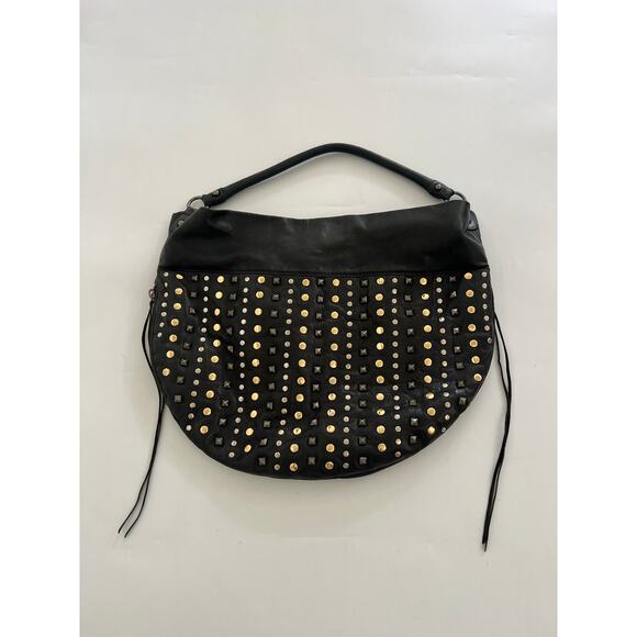 Rebecca Minkoff Y2K Black Studded Leather Shoulder Hobo Bag Punk Goth Edgy 90s - Picture 1 of 16